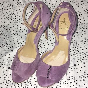 Abel Muñoz lavender suede cutout heels Sz 5 Italy